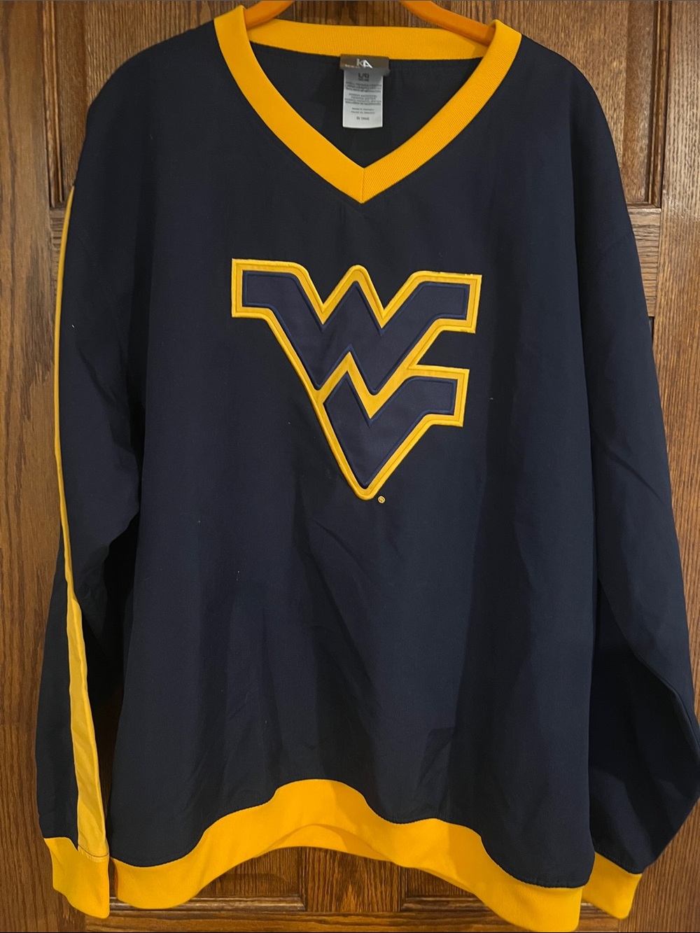 Navy and Old Gold V-Neck Pullover with WV Logo